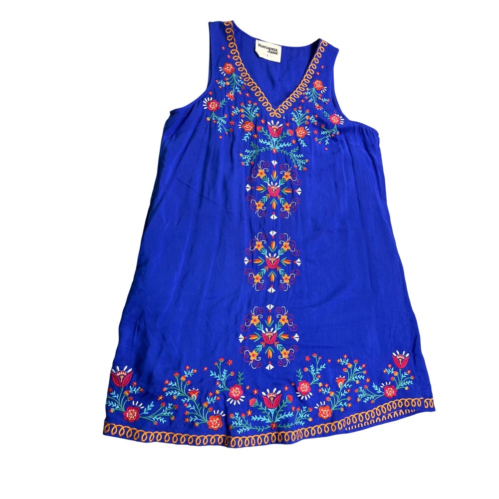Savanna Jane Royal Blue Embroidered Mini Dress